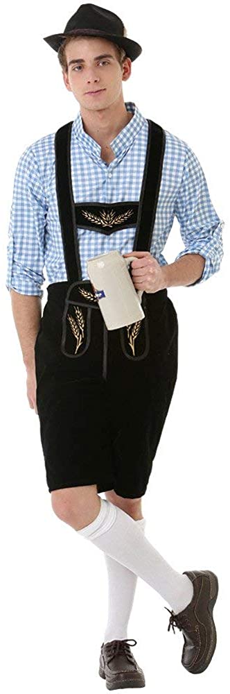 Boisterous Bavarian Men's Halloween Costume German Oktoberfest Beer Lederhosen, Green, X-Large | Decor Gifts and More