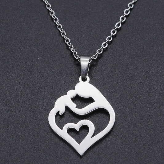 Titanium Steel Love Heart Necklace Love Heart Stainless Steel Pendant Necklace | Decor Gifts and More