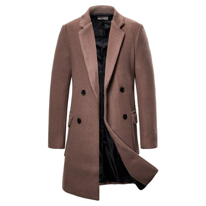 Double-breasted casual woolen coat men's woolen trench coat | Decor Gifts and More