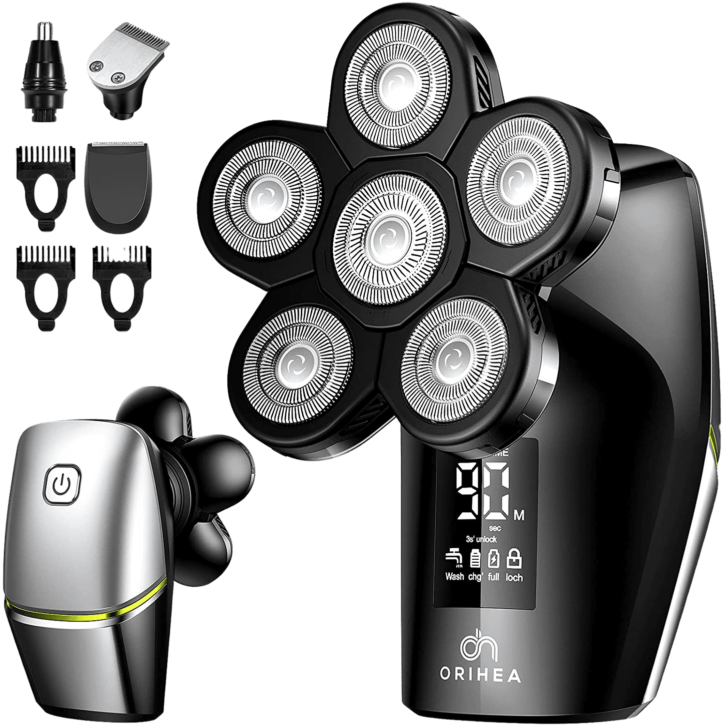 Head Shavers for Men, OriHea Electric Shaver 6D Floating Men Shaver 4 in 1 Electric Razor LED Display Bald Head Shaver with Nose Hair Trimmer - Home Decor Gifts and More