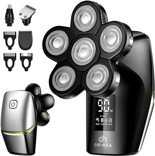 Head Shavers for Men, OriHea Electric Shaver 6D Floating Men Shaver 4 in 1 Electric Razor LED Display Bald Head Shaver with Nose Hair Trimmer - Home Decor Gifts and More