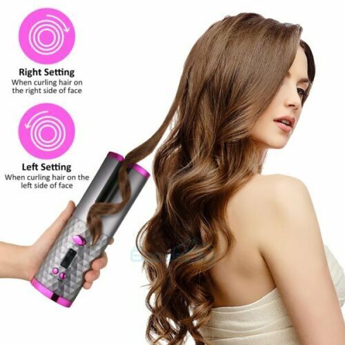 Electric LCD Display Automatic Rotating Cordless Hair Curler Fast Curling Iron Tongs Portable USB Rechargeable With Comb Safe USB Cordless Automatic Rotating Hair Curler Hair Waver Curling Iron | Decor Gifts and More