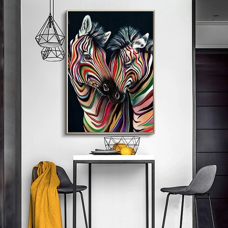 Modern Abstract Zebra Canvas Painting Wall Art Poster | Decor Gifts and More