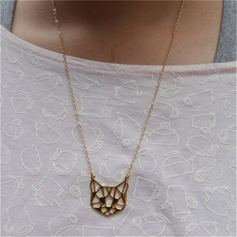 Hollow cat head necklace female pendant personality necklace | Decor Gifts and More