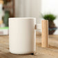 Simple Straight Ceramic Mug With Wooden Handle | Decor Gifts and More