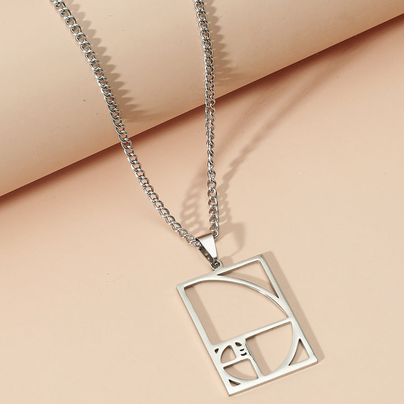 Spiral Parting Line Necklace Stainless Steel Geometric Hollow Square Pendant | Decor Gifts and More