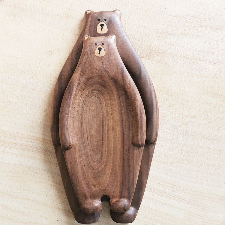 Cute Bear Wood Board Bread Plate Block Bear Shape Tray Black Walnut Cutting Board Table Decor Kitchen Accessories Coaster | Decor Gifts and More