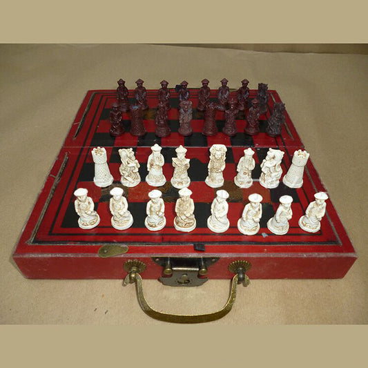 Professional International Chess Game Version Wooden Chess Classic Standard Folding Antique Terracotta Chess Board Game Qenueson