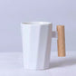 Simple Straight Ceramic Mug With Wooden Handle | Decor Gifts and More