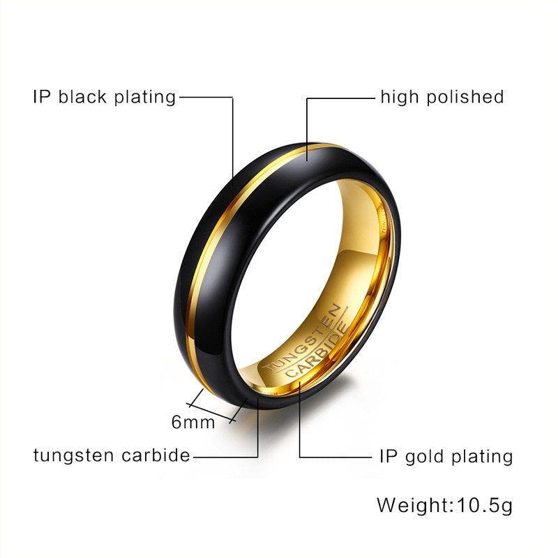 Tungsten steel black gold ring | Decor Gifts and More