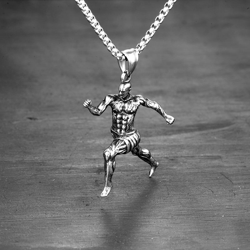 Men's Fitness Barbell Necklace Stylish Titanium Steel Dumbbell Pendant | Decor Gifts and More