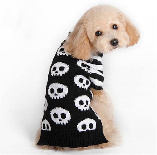 Skeleton Sweater Skull Black White Sweater The Cat Dog Clothes Pet Clothing Little Puppy Dog Sweaters - Home Decor Gifts and More