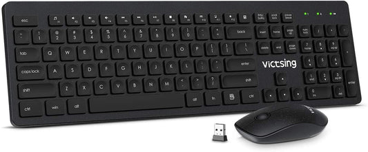 Wireless Keyboard and Mouse [Whisper Quiet], 2.4GHz Wireless Keyboard Mouse Combo - Home Decor Gifts and More