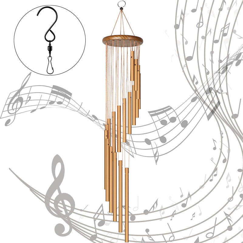 Rotating metal solid wood aluminum tube wind chimes | Decor Gifts and More