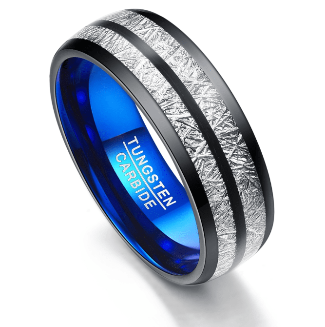 Wedding Band 8mm Width Men Women Rings Accessories Black Blue Tungsten Carbide Rings Couple Anillos Fashion Jewelry | Decor Gifts and More