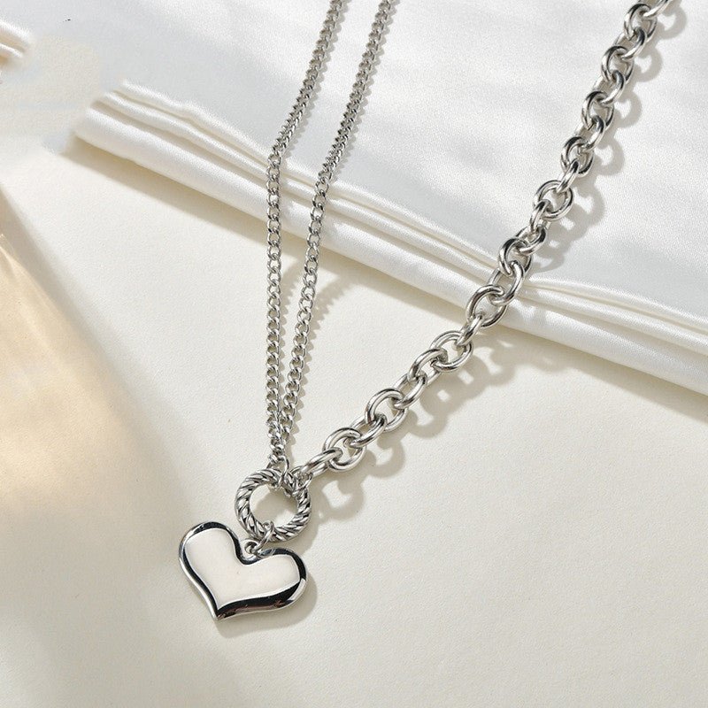 Stainless Steel Three-dimensional Peach Heart Necklace | Decor Gifts and More