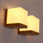 Japanese Solid Wood Art Style Square Wall Lamp White Frosted | Decor Gifts and More