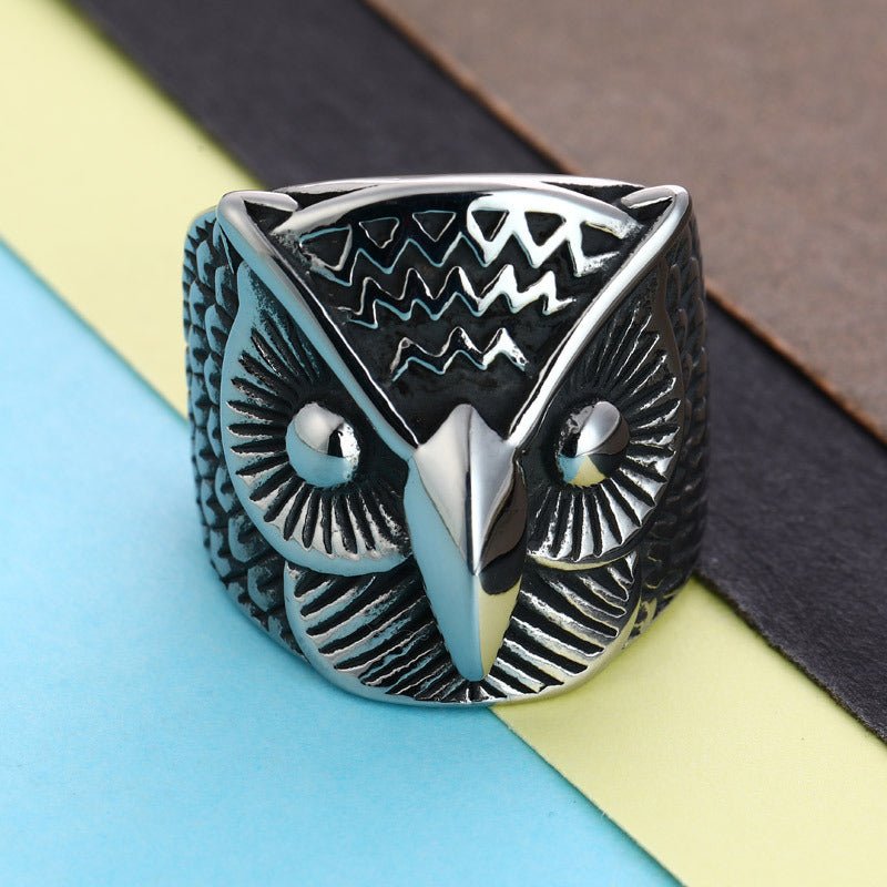 Animal Collection Stainless Owl Titanium Steel Ring | Decor Gifts and More