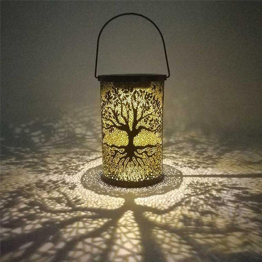 Garden Wrought Iron Cylindrical Solar Lamp