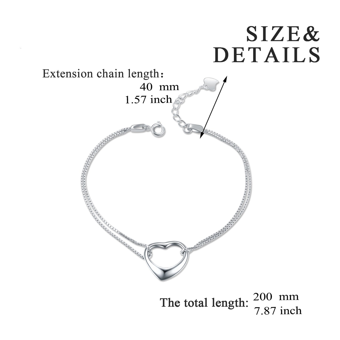 Sterling Silver Adjustable Foot  Heart Anklet  Bracelet | Decor Gifts and More