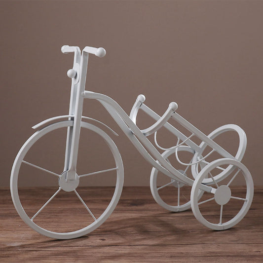 Creative wrought iron metal tricycle wine rack decoration