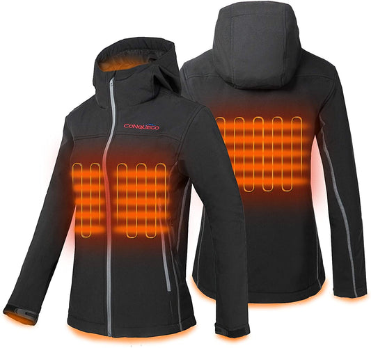 CONQUECO Women's Heated Jacket Slim Fit Electric Hoodie Jacket in Winter - Home Decor Gifts and More