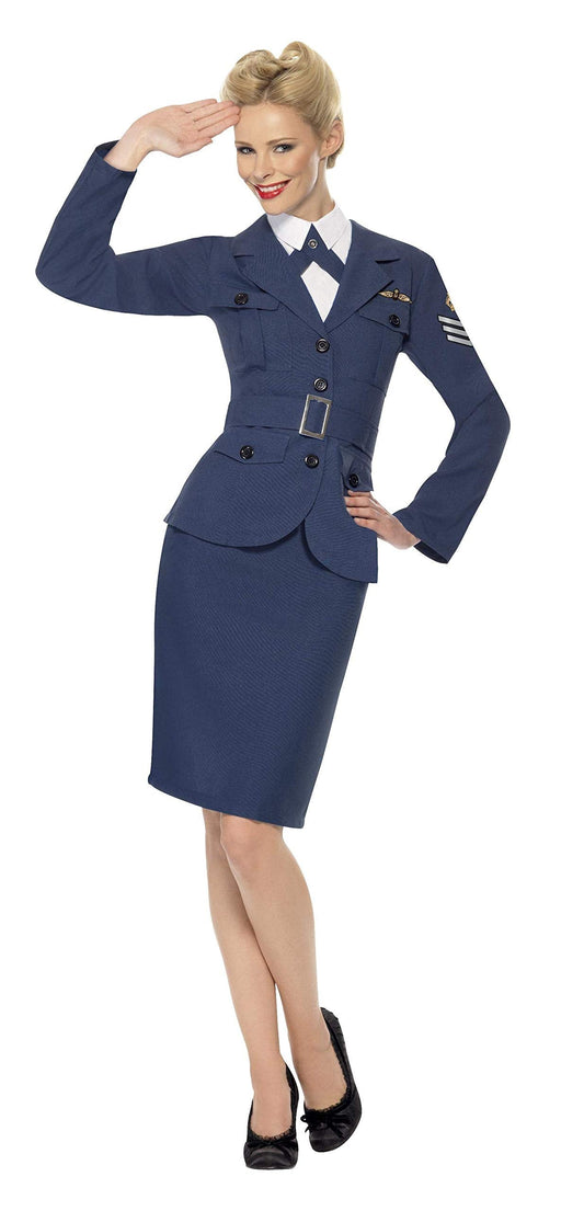 Women WW2 Air Force Female Captain, Blue, L - US Size 14-16 - Home Decor Gifts and More