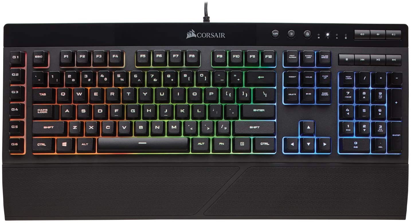 K55 RGB Gaming Keyboard – IP42 Dust and Water Resistance – 6 Programmable Macro Keys – Dedicated Media Keys - Detachable Palm Rest Included - Home Decor Gifts and More