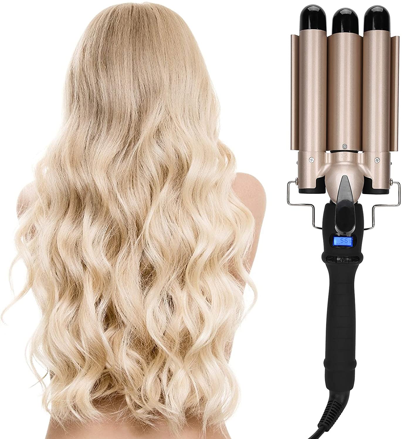 80-210℃ (176-410℉) Professional LCD Adjustable 3 Barrel Curling Iron 3 Wand Hair Curler Styling Tool - Home Decor Gifts and More