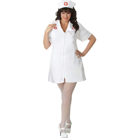 Women's Adult Nurse Costume Dress In Large Size, 1 Piece, White - Home Decor Gifts and More