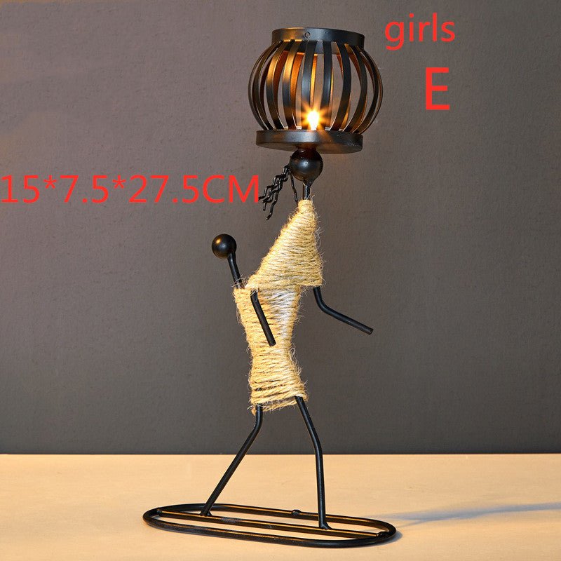 Girl iron candlestick decoration