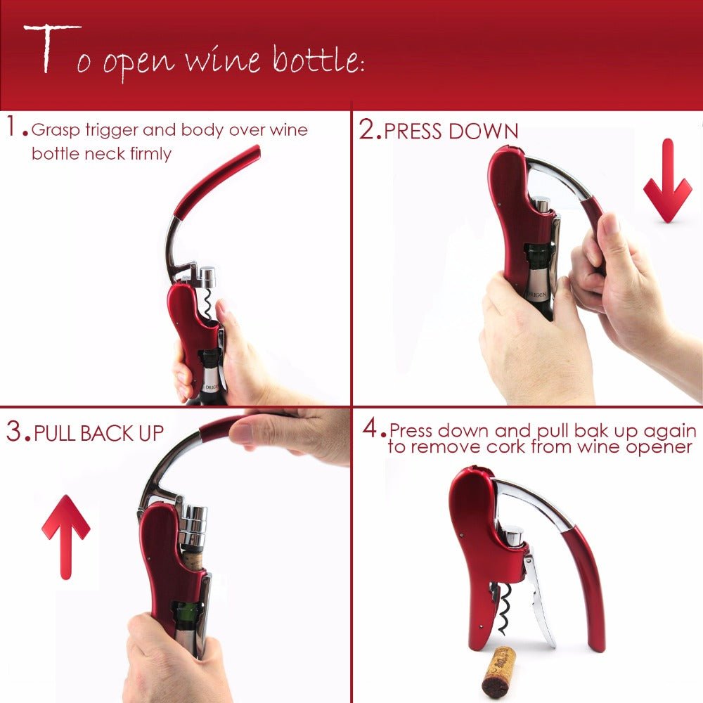 Professional Zinc Alloy Power Wine Opener Bottle Corkscrew Opener Built-in Foil Cutter Premium Rabbit Lever Corkscrew for Wine | Decor Gifts and More