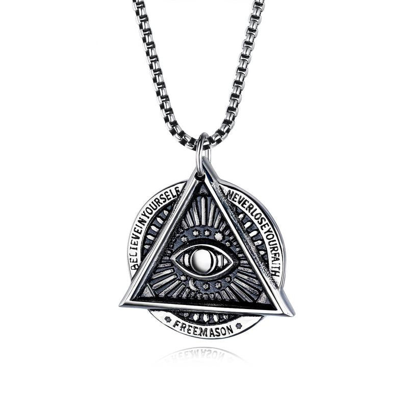 Freemason Pendant Necklace Men's Titanium Steel Necklace Punk Hipster Pendant Pendant | Decor Gifts and More