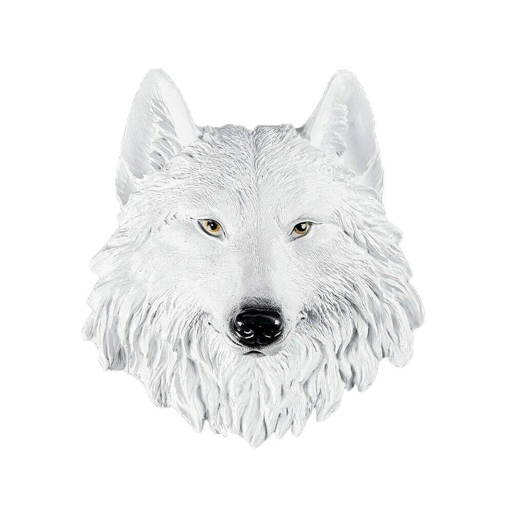 3D Carved White Wolf Head Wall Statue Sculpture | Decor Gifts and More