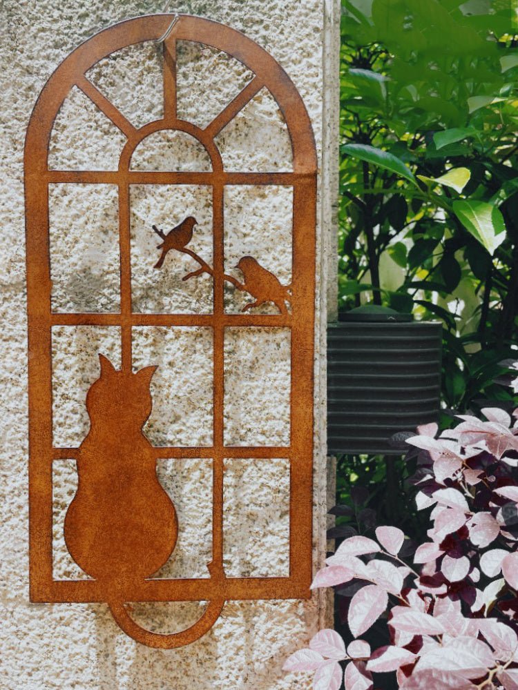 Garden Decoration Outdoor Wrought Iron Cat Window Pendant | Decor Gifts and More