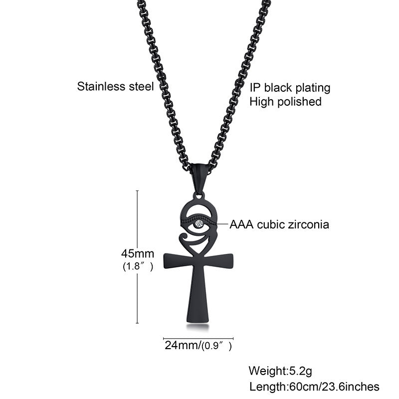 Stainless Steel Zircon Anka Cross Pendant | Decor Gifts and More