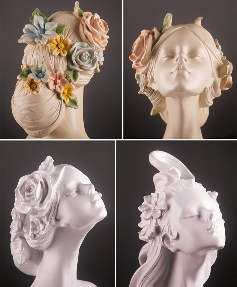 Flower Hair Girl Nordic Sculpture Ornament Resin | Decor Gifts and More