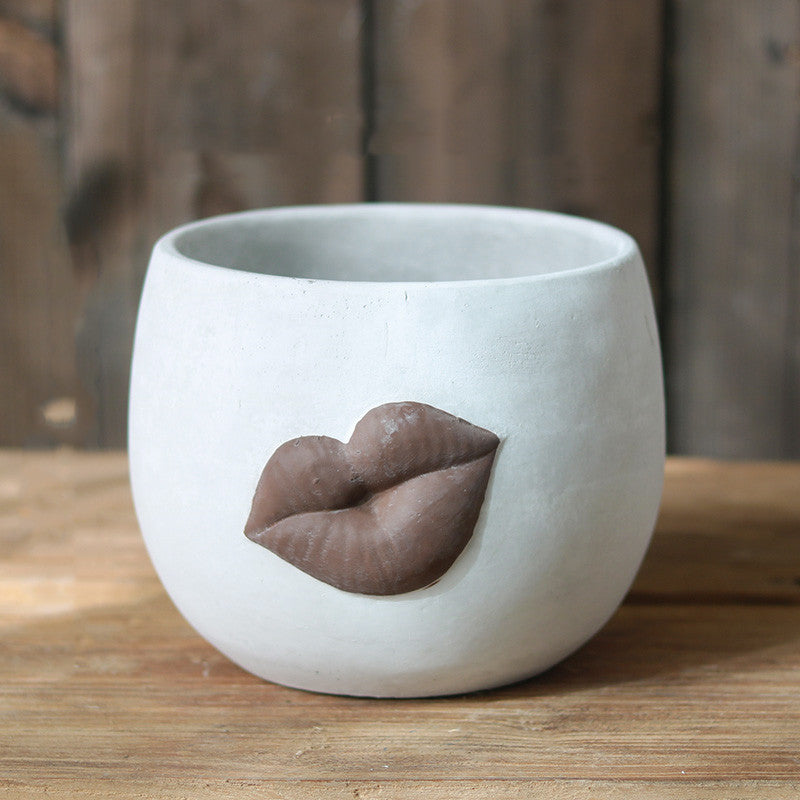 Creative Big Lips Cement Flower Pot Abstract Art | Decor Gifts and More