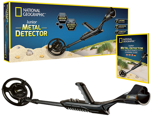 NATIONAL GEOGRAPHIC Junior Metal Detector –Adjustable Metal Detector for Kids with 7.5" Waterproof Dual Coil, Lightweight Design Great for Treasure Hunting Beginners - Home Decor Gifts and More