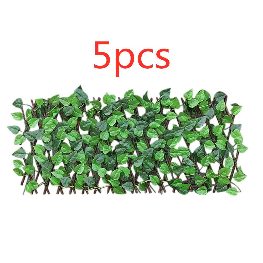 Garden Fence Decoration Privacy Wood With Artificial Green Leaf Retractable Extension Fencing For Courtyard Home Decoration