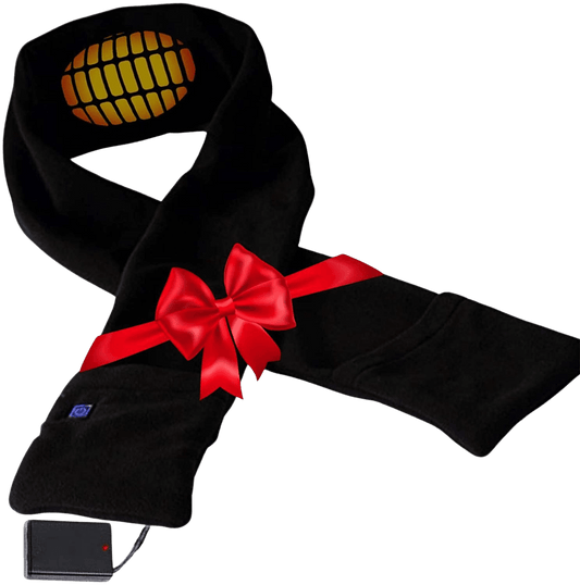 Heated Scarf with Neck Heating Pad - Black Electric Battery Powered Heated Neck Wrap for Men and Women as Warming Scarf with Pockets - Home Decor Gifts and More