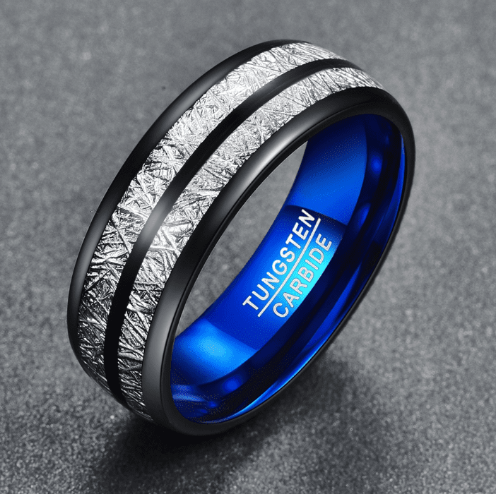 Wedding Band 8mm Width Men Women Rings Accessories Black Blue Tungsten Carbide Rings Couple Anillos Fashion Jewelry | Decor Gifts and More