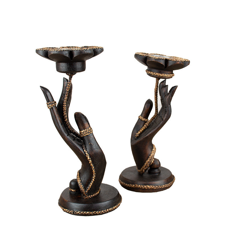 Solid Wood Creative Living Room Restaurant Hotel Bergamot Candle Holder | Decor Gifts and More