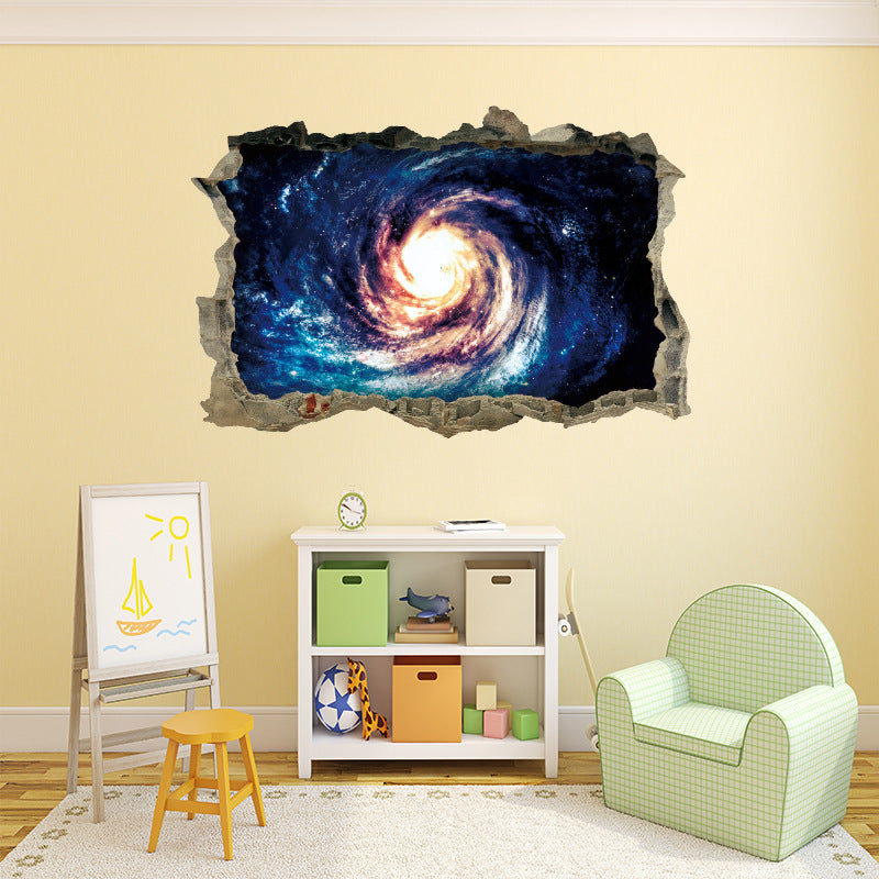 New Wall Stickers Broken Wall Starry Sky Series Galaxy Black Hole Vortex Home Decoration Removable | Decor Gifts and More