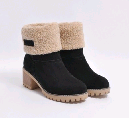 Mid-Tube Thick Heel Suede Snow Boots | Decor Gifts and More