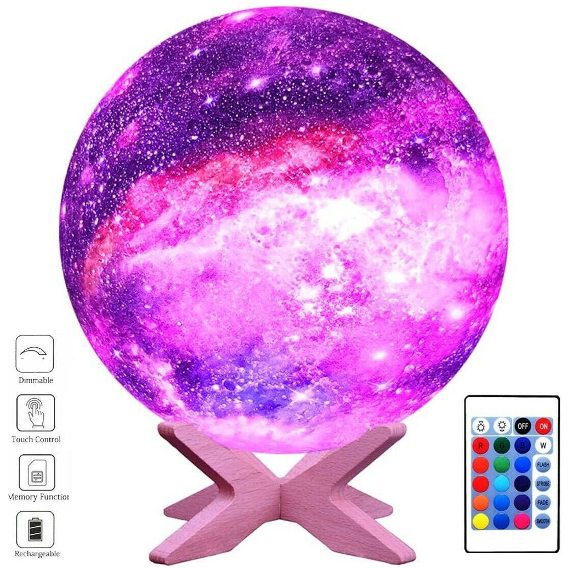 3D Printing Galaxy Lamp Moonlight USB LED Night Lunar Light Touch Color Changing Moon Lamp | Decor Gifts and More