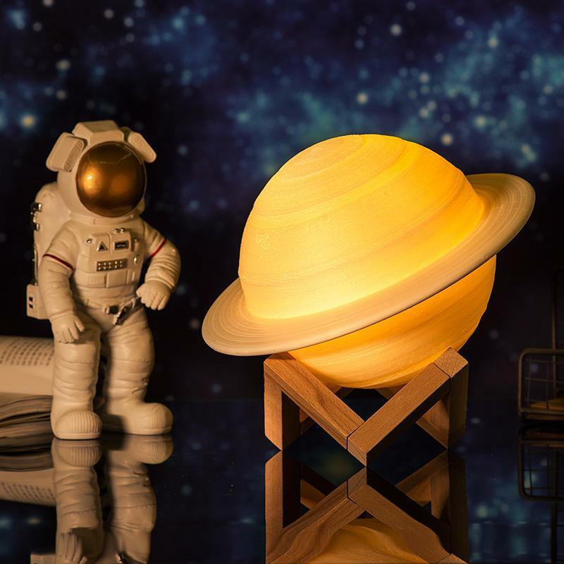 5.5in 3D Printing Saturn Moon Light Lunar LED Table Lamp Night Light Home Decor | Decor Gifts and More