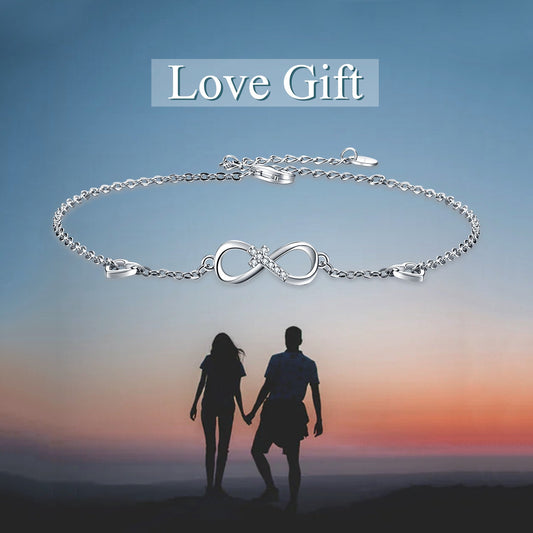 925 Sterling Silver Cubic Zirconia Infinity Cross Heart Bracelet For Women Girls Gifts | Decor Gifts and More