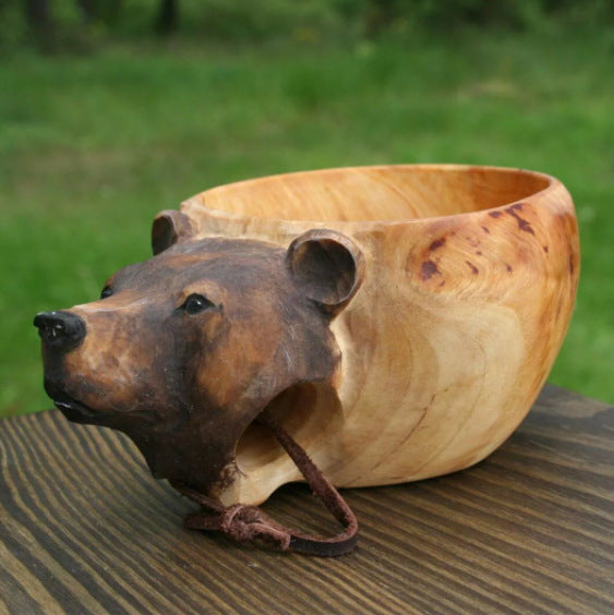 Hand Carved Cup Scandinavian Kuksa Wooden Mug Camping Gear Coffee Cup Kuksa Guksi Kuksa Wild Boar Cups Christmas | Decor Gifts and More