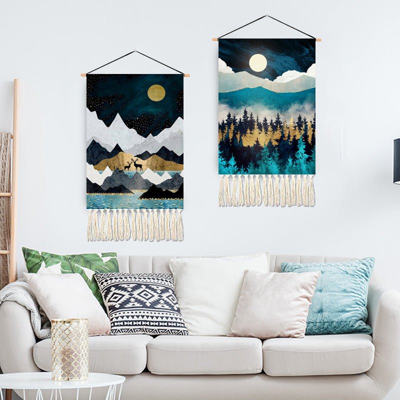 Home Decoration Tassel Hanging Painting Landscape Art Tapestry | Decor Gifts and More